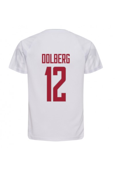 Tanska Kasper Dolberg #12 Jalkapallovaatteet Vieraspaita MM-kisat 2022 Lyhythihainen